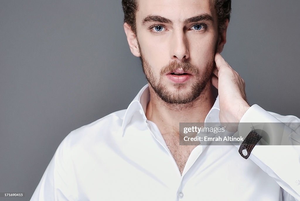 Young man with white stylish shirt