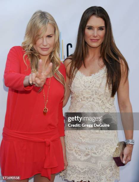 Actors Daryl Hannah and Brooke Shields arrive at the Los Angeles premiere of "The Hot Flashes" at ArcLight Cinemas on June 27, 2013 in Hollywood,...