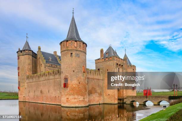medieval muiderslot castle in muiden netherlands - moat 個照片及圖片檔