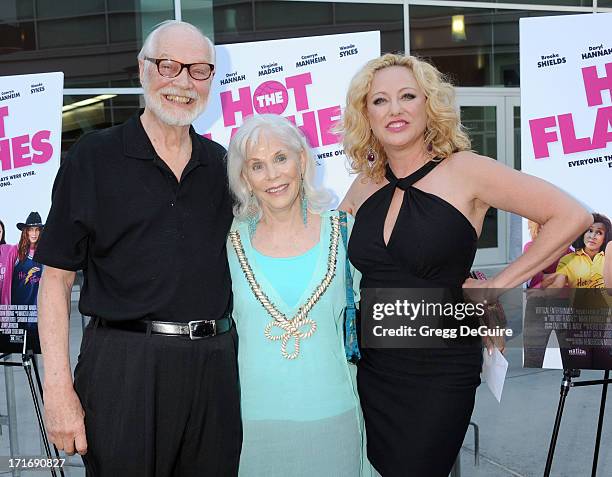 Actress Virginia Madsen , mom Elaine Madsen and Edward Carstens arrive at the Los Angeles premiere of "The Hot Flashes" at ArcLight Cinemas on June...