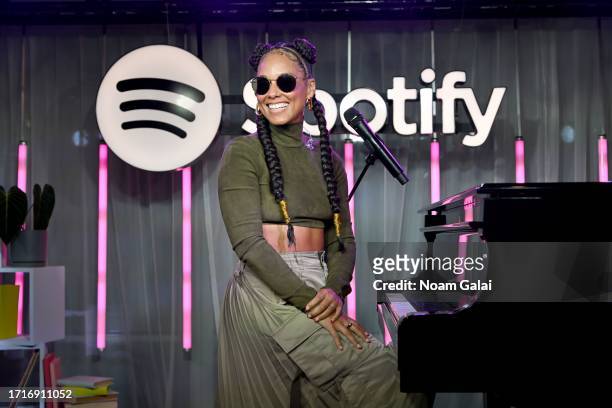 Alicia Keys performs onstage at The Future of Audiobooks Event with Spotify 2023 on October 03, 2023 in New York City.