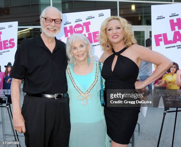 Actress Virginia Madsen , mom Elaine Madsen and Edward Carstens arrive at the Los Angeles premiere of "The Hot Flashes" at ArcLight Cinemas on June...