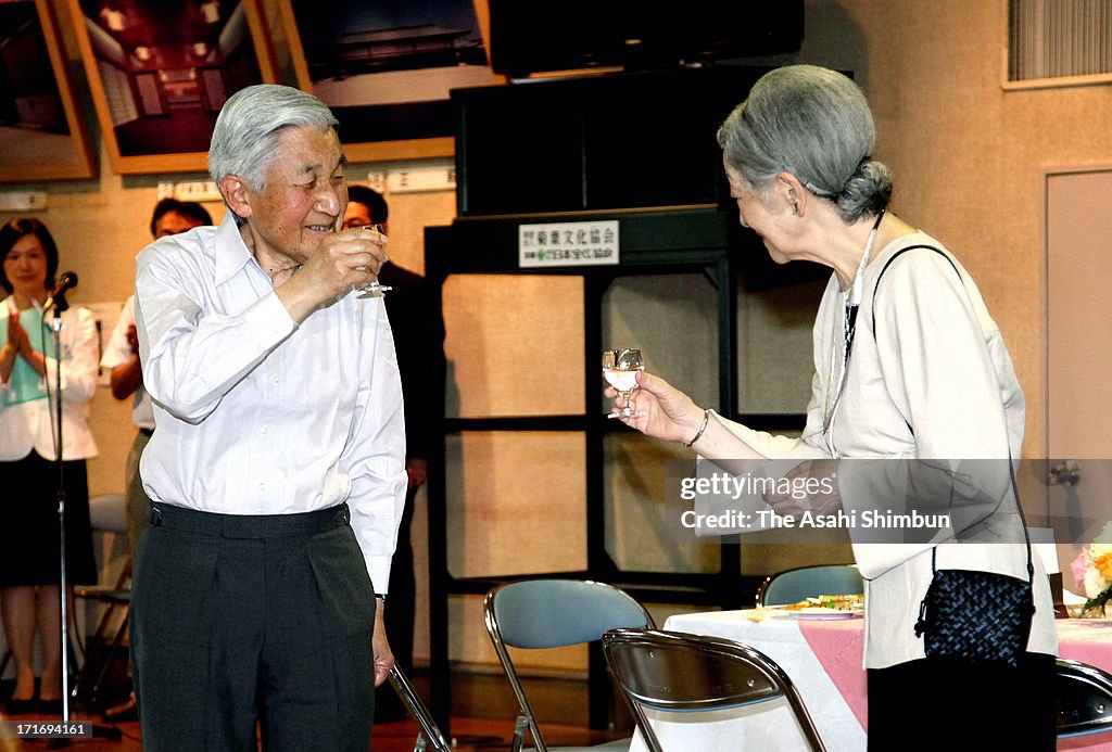 Emperor And Empress Attend Tea Party To Celebrate Empress' 77th Birthday