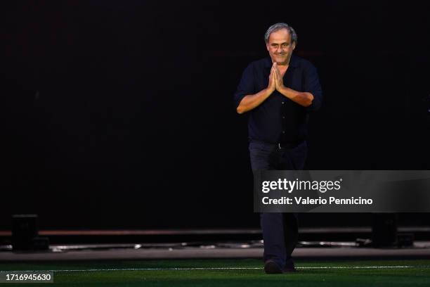 Michel Platini attends during the 'Together, a Black and White Show' event at on October 10, 2023 in Turin, Italy.
