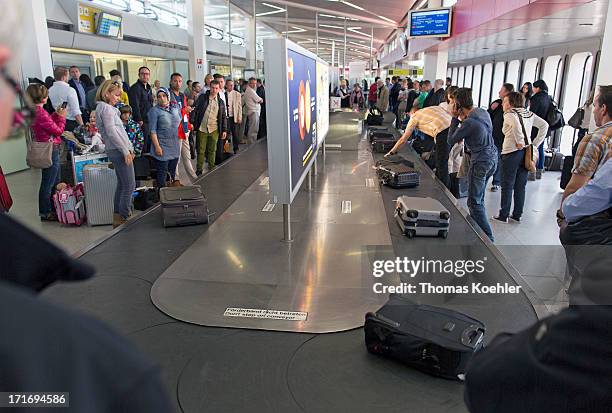 The scene at a baggage reclaim carousel at Tegel Airport pictured on May 08, 2013 in Berlin, Germany.