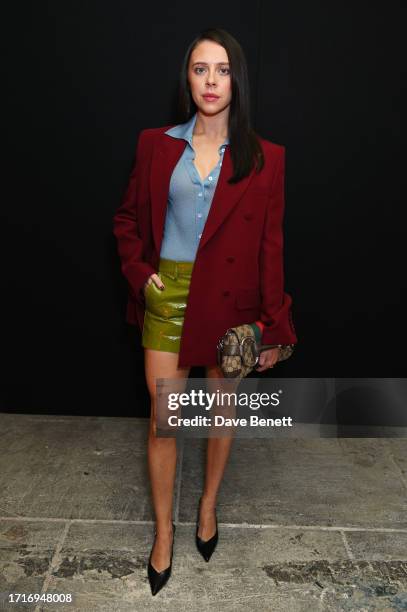 Bel Powley attends the Gucci Cosmos evening Vernissage at 180 The Strand on October 10, 2023 in London, England.