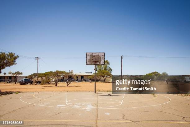 The basketball court which is the center piece of the remote community on October 04, 2023 in Pia Wadjarri, Australia. A referendum for Australians...