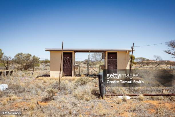 Dilapidated toilet blocks in the remote community on October 04, 2023 in Pia Wadjarri, Australia. A referendum for Australians to decide on an...