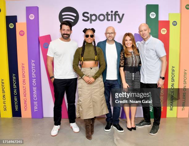 Jeremy Erlich, Alicia Keys, Daniel Ek, Dustee Jenkins, and Alex Norström attend The Future of Audiobooks Event with Spotify 2023 on October 03, 2023...