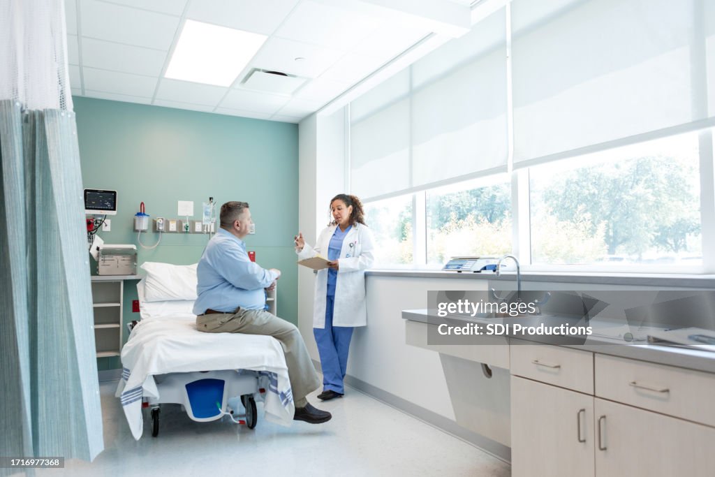After medical exam in ER, female doctor gives man advice