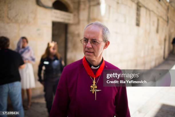 Archbishop of Canterbury Justin Welby visits the church of the Holy Sepulchre on June 28, 2013 in Jerusalem's Old City, Israel. The Most Reverend...