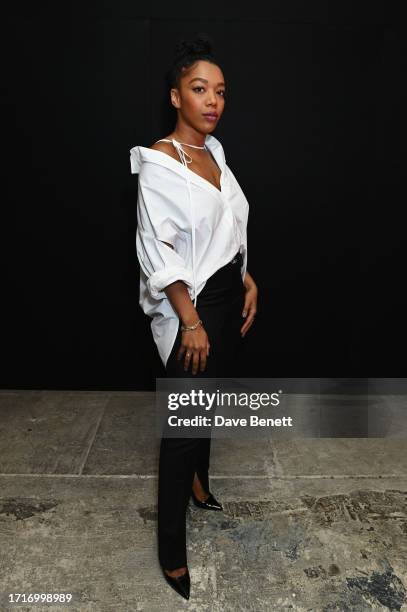 Naomi Ackie attends the Gucci Cosmos evening Vernissage at 180 The Strand on October 10, 2023 in London, England.
