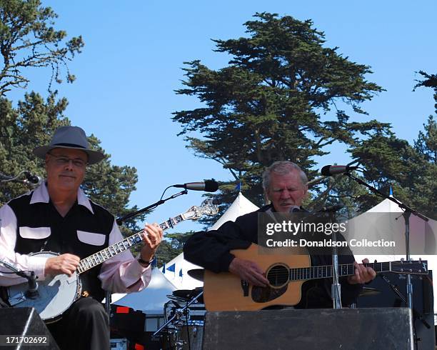 Bluegrass duo Doc Watson and David Holt perform onstage at the Hardly Strictly Bluegrass Festival on October 4, 2009 in San Francisco, California.