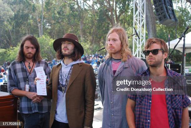 Wyndham Boylan-Garnett, Elvis Perkins, Brigham Brough and Nicholas Kinsey of the rock and roll group "Elvis Perkins In Dearland" pose for a portait...