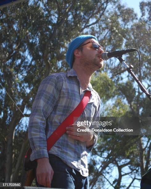 Toby Leaman of the rock and roll group "Dr. Dog" performs onstage at the Hardly Strictly Bluegrass Festival on October 3, 2009 in San Francisco,...