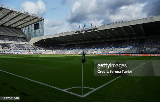 General view before the UEFA Champions League match between Newcastle United FC and Paris Saint-Germain at St. James Park on October 04, 2023 in...