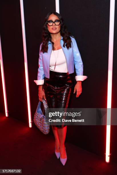 Salma Hayek attends the Gucci Cosmos evening Vernissage at 180 The Strand on October 10, 2023 in London, England.