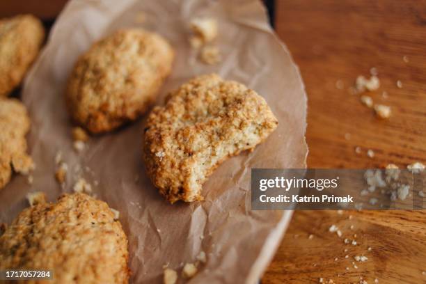 delicious homemade oatmeal cookies. - flapjack stock pictures, royalty-free photos & images