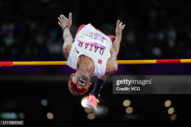 Mutaz Barshim of Team Qatar competes in the Athletics - Men's High Jump Final on day 11 of the 19th Asian Games at Hangzhou Olympic Sports Centre...