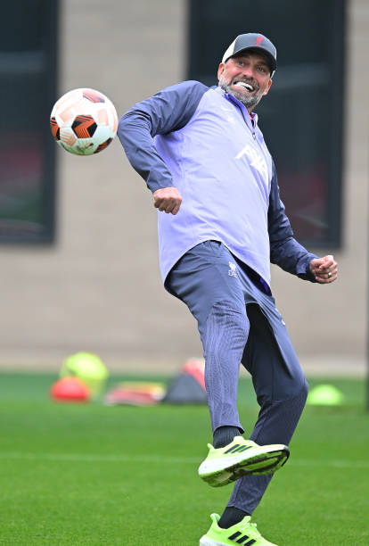 Jurgen Klopp manager of Liverpool at AXA Training Centre on October 04, 2023 in Kirkby, England.