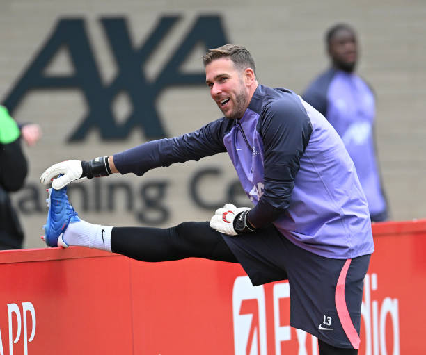 Adrian of Liverpool at AXA Training Centre on October 04, 2023 in Kirkby, England.