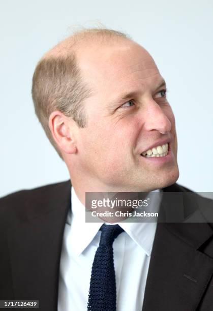 Prince William, Prince of Wales visits Fitzalan High School as she celebrates the beginning of Black History Month on October 03, 2023 in Cardiff,...