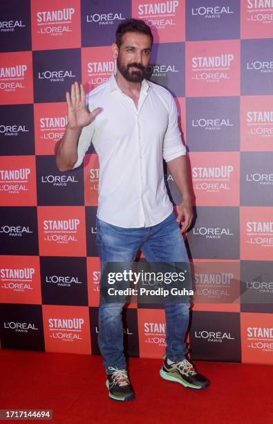 John Abraham attends the L'Oreal conversation and unfold stories 'StandUp against street Harassment' on October 04, 2023 in Mumbai, India.