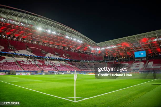 General view inside the stadium prior the UEFA Champions League match between RB Leipzig and Manchester City at Red Bull Arena on October 04, 2023 in...