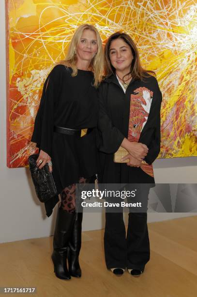 Maryam Eisler and guest attend the Private View of José Parlá's solo exhibition, 'PHOSPHENE' at Ben Brown Fine Arts, followed by a private after...