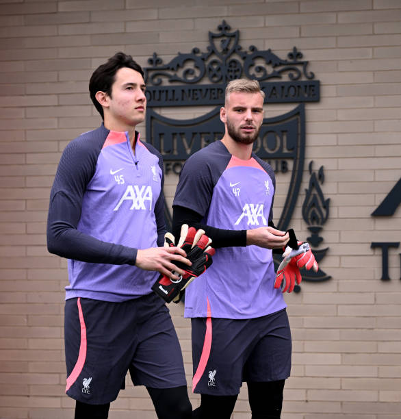 Marcelo Pitaluga and of Liverpool during a training session at AXA Training Centre on October 04, 2023 in Kirkby, England.
