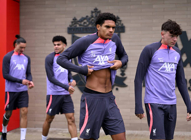 Jarell Quansah of Liverpool during a training session at AXA Training Centre on October 04, 2023 in Kirkby, England.
