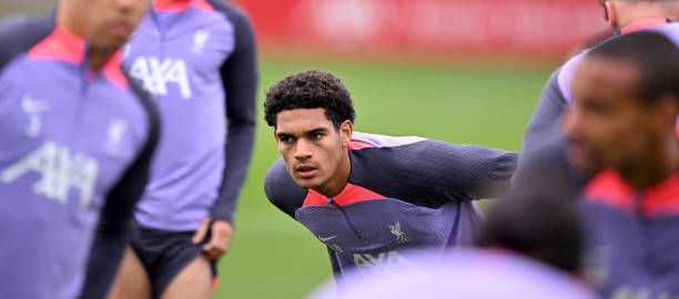 Jarell Quansah of Liverpool during a training session at AXA Training Centre on October 04, 2023 in Kirkby, England.