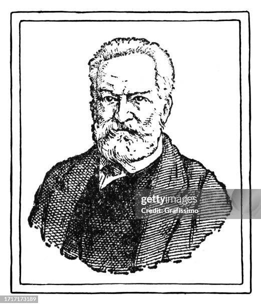 illustrations, cliparts, dessins animés et icônes de victor hugo écrivain français portrait illustration 1899 - hugo