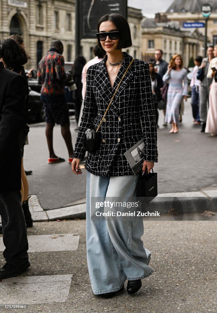 Street Style - Paris Fashion Week - Womenswear Spring/Summer 2024 - Day Nine