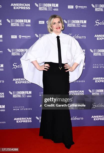 Emerald Fennell attends the "Saltburn" Opening Night Gala during the 67th BFI London Film Festival at The Royal Festival Hall on October 04, 2023 in...