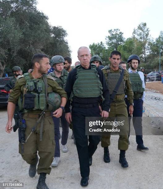 Israeli Defense Minister Yoav Gallant visits Israeli military units in the south and makes observations, in Israel on October 10, 2023.