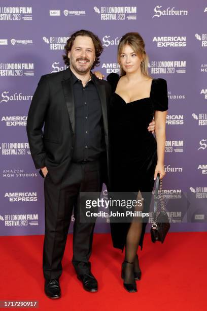 Edgar Wright and guest attend the BFI London Film Festival Opening Night Gala Screening of "Saltburn" at Royal Festival Hall on October 04, 2023 in...