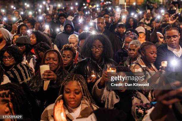 Candlelit vigil is held for Elianne Andam who was stabbed to death in Croydon, on October 4, 2023 in Croydon, England. Elianne Andam was stabbed to...