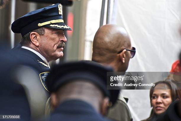 Tom Selleck on the set of Blue Bloods in midtown Manhattan, New York City