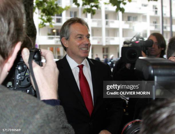 British Prime Minister Tony Blair arrives at European Parliament in the northeastern French city of Strasbourg 26 October 2005 on the eve of an...