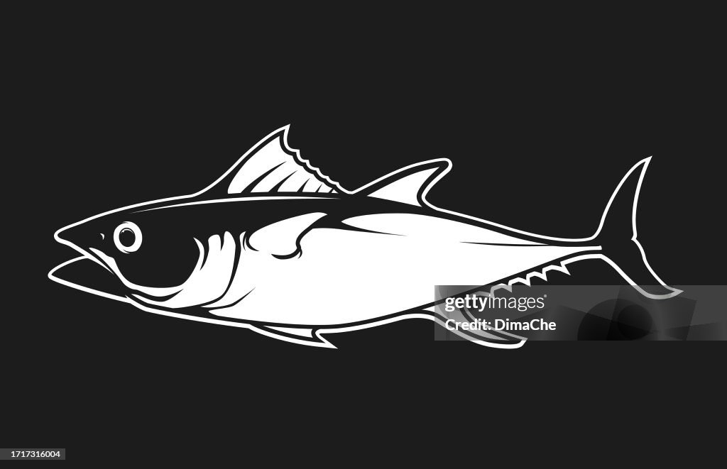 Tuna fish cut out silhouette. Bluefin tuna vector icon