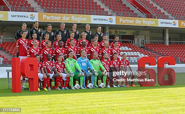 Team leader Andre Rohbock, goalkeeper coach Ronny Zeiss, assistant coach Uwe Speidel, head coach Rudi Bommer, fitness coach Matthias Grahe,...