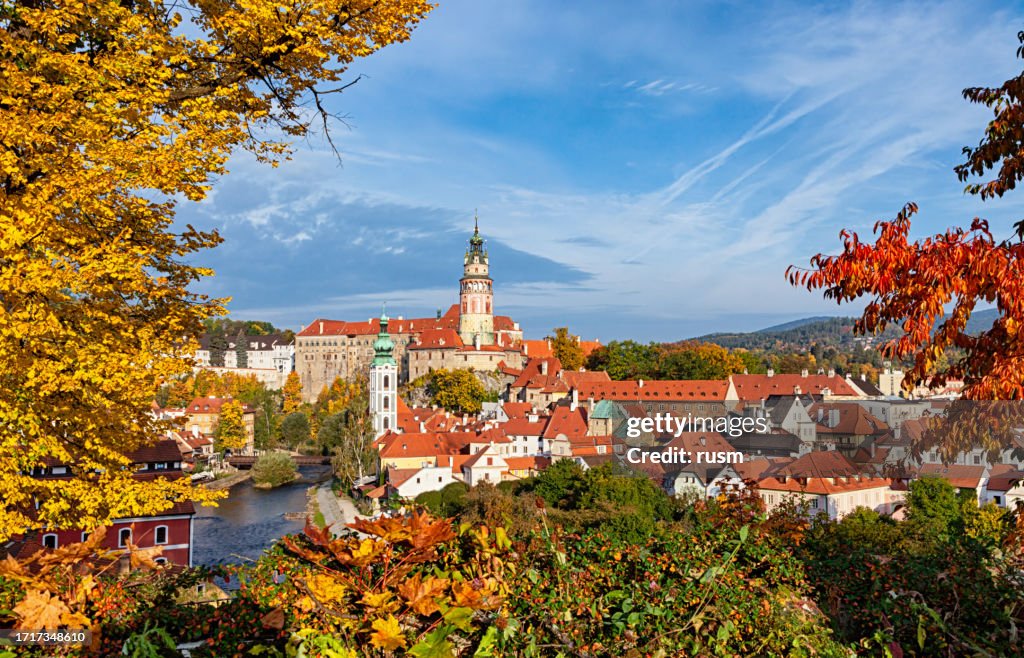 Old town Cesky Krumlov at autumn