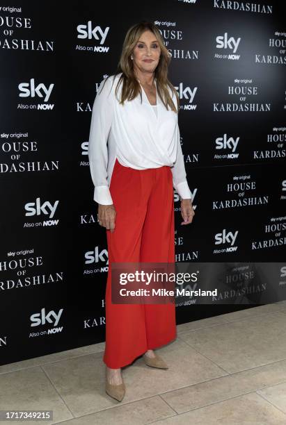 Caitlyn Jenner attends a In Conversation with... Drinks Event to celebrate the release of Sky documentary House of Kardashian. On October 04, 2023 in...