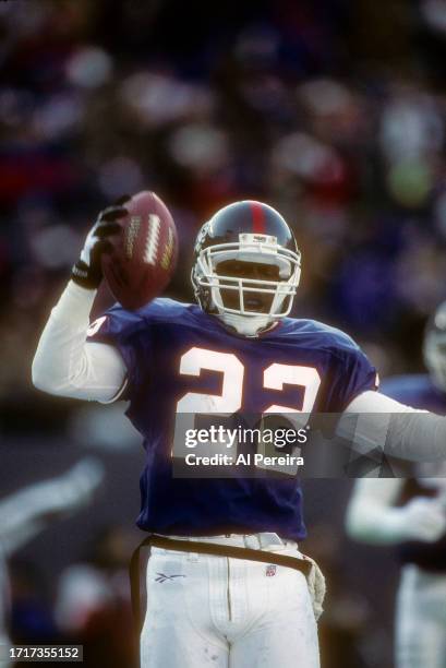 Cornerback Phillippi Sparks of the New York Giants celebrates an Interception in the game between the New England Patriots vs the New York Giants on...