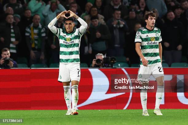 Luis Palma of Celtic celebrates after scoring the team's second goal which is later disallowed during the UEFA Champions League match between Celtic...
