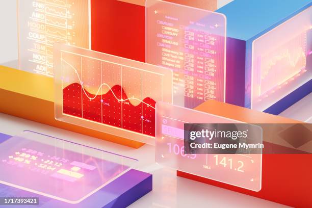 digital finance evolution. innovative fintech technology. visualizing financial investment. stock market trading monitor - fintech stock-fotos und bilder