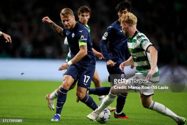 Ciro Immobile SS Lazio in action during the UEFA Champions League Group E match between Celtic FC and SS Lazio at Celtic Park Stadium on October 04,...