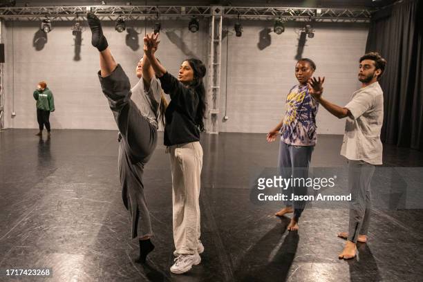 Playdate choreographers and dancers Ramita Ravi instructing Ellie Wiemer and Jainil Mehta instructing Sydney Richardson are photographed for Los...