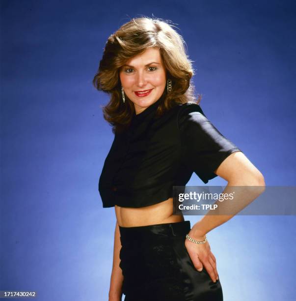 Portrait of Australian actress Alisa Bosschaert during a photoshoot, London, England, March 3, 1986.